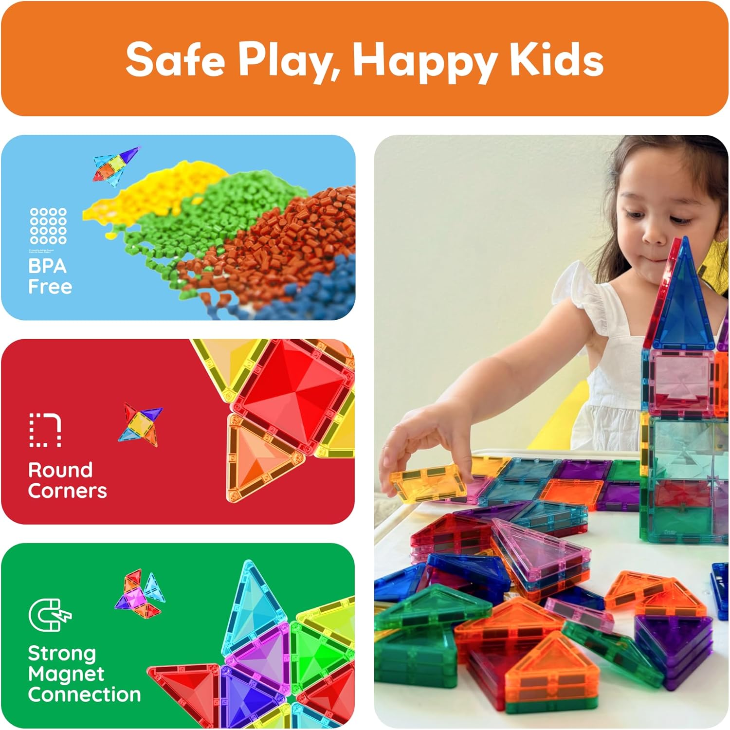 PicassoTiles 80 Piece Magnetic Building Block Mini Diamond Series – Travel Size On-The-Go STEM Construction Toy for Kids 3+