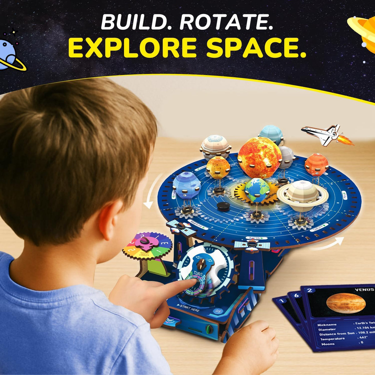 Smartivity DIY Solar System Kit | Gear-Driven Working Model of Planets | Birthday Gift for Boys & Girls 8-14 YearsI Build, Rotate & Explore Astronomy | Learn Solar System & Science Facts