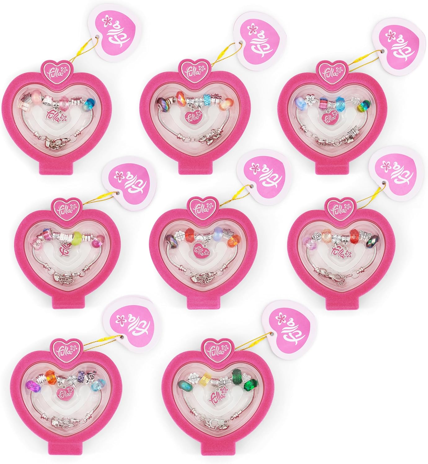 Fulla Bracelet Charm & Cheer Set for Girls Ages 3+, Pack of 8 Colorful Fashion Bracelets with Trendy Designs, Soft & Durable Accessories for Kids, Perfect Birthday Gift & Dress-Up Play