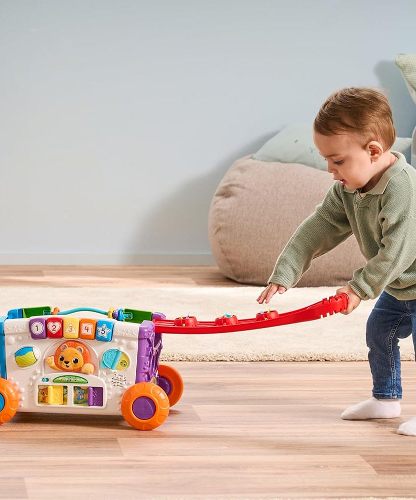 VTech Sort & Discover Activity Wagon Toddler Pull Along Learning Toy with Light-Up Panel Shape Sorter and Gears Multicolour 12m+