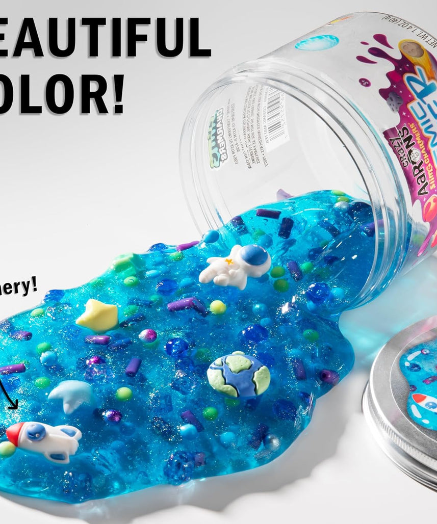 لعبة سلايم آرون المجنونة - مادة كونية، سلايم برائحة التوت الأزرق مع سحر، غير سام، فائقة المرونة والطراوة، مناسبة للأولاد والبنات من عمر 3 سنوات فما فوق