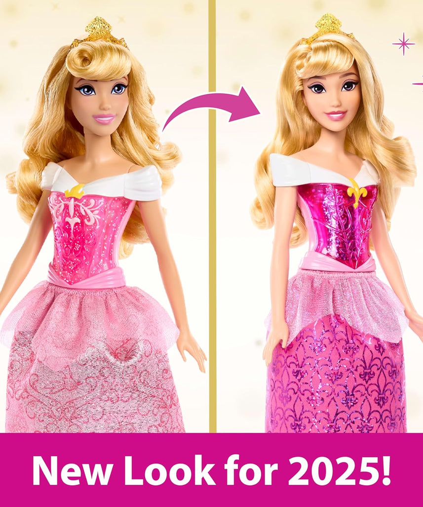 Disney Princess Aurora Sleeping Beauty Posable Fashion Doll with Sparkling Outfit, Accessories, and Royal Color Reveal Surprise – Gift for Kids, HLW09