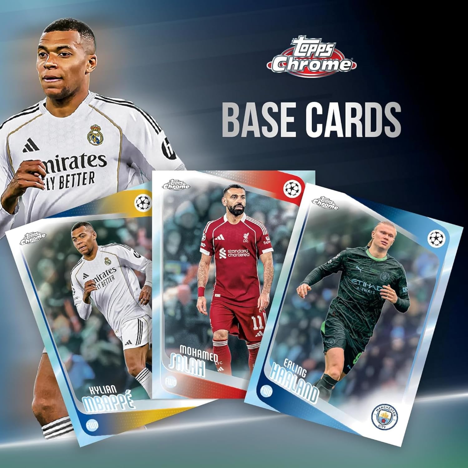 Topps UEFA Club Competitions Chrome 2025/26 Hanger Pack Trading Cards, 15 Cards Per Pack, Exclusive Pulsar Parallels, Autograph Chase Cards, Official UEFA Football Collectibles