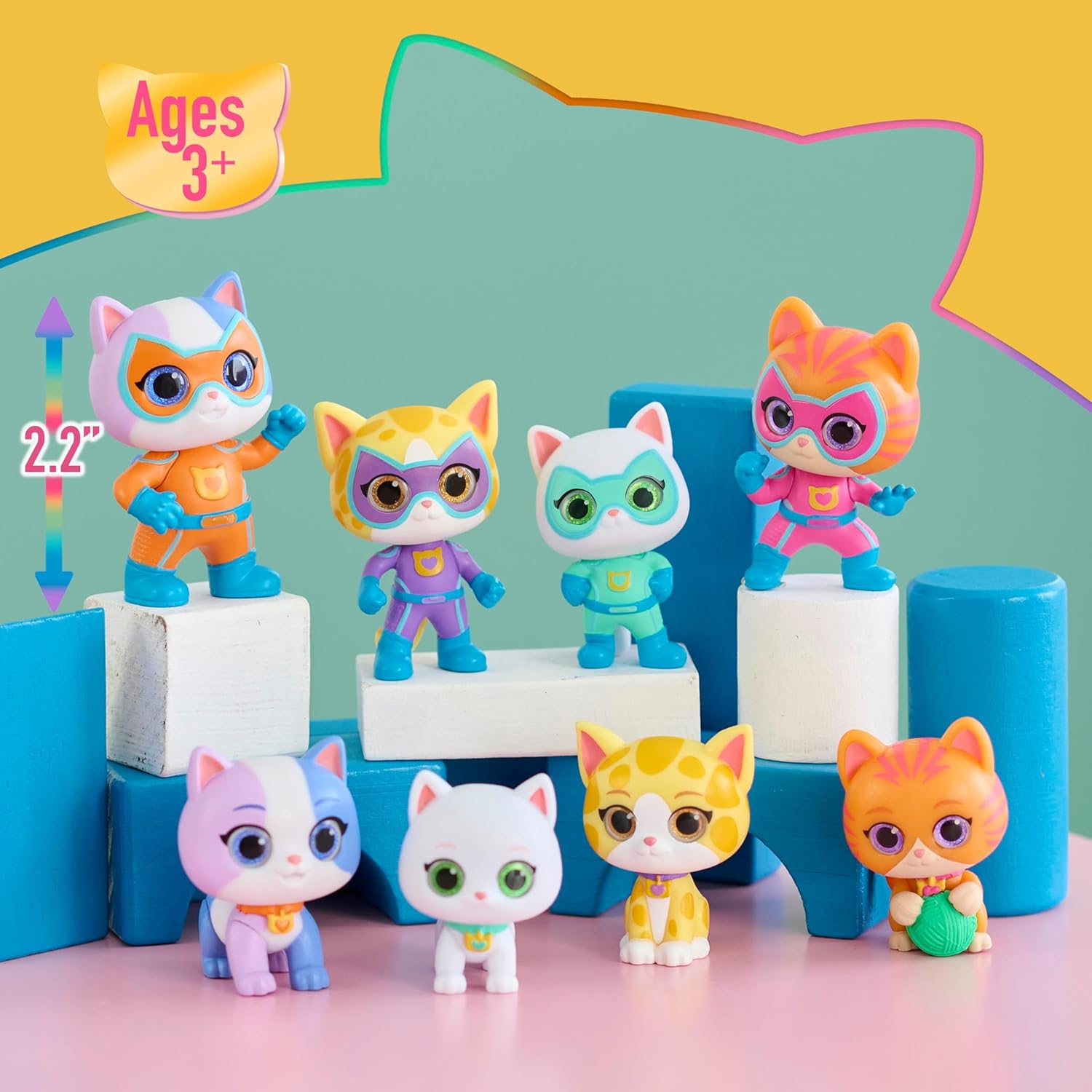 Just Play Disney Junior SuperKitties Collectible Figures Series 1, Surprise Heart Capsule with 1 Figure, Superhero & Kitten Characters, Kids Toy for Boys & Girls Ages 3+
