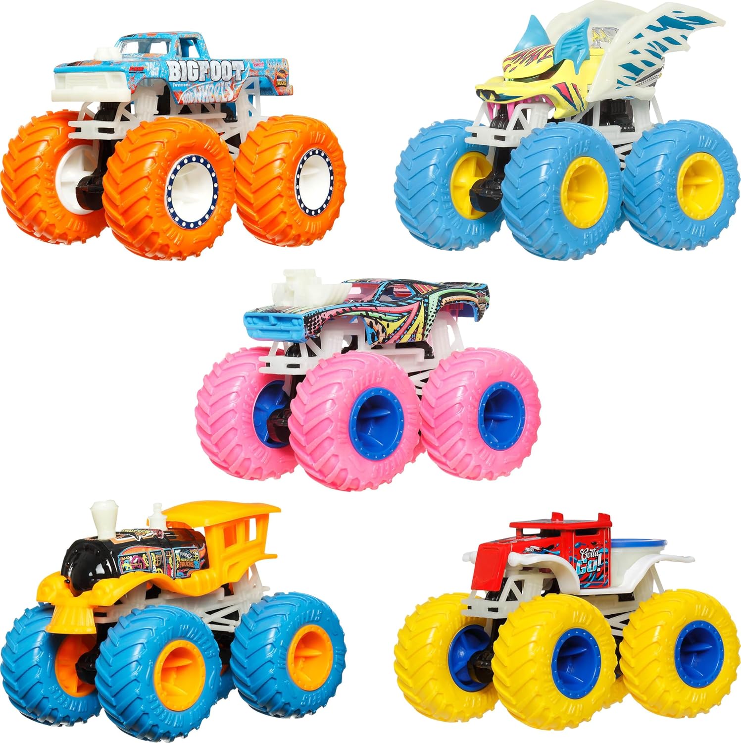 Hot Wheels Monster Trucks Glow-in-the-Dark Die-Cast Toy Truck 1:64 Scale, Surprise Style, Collectible Vehicle for Kids 3+