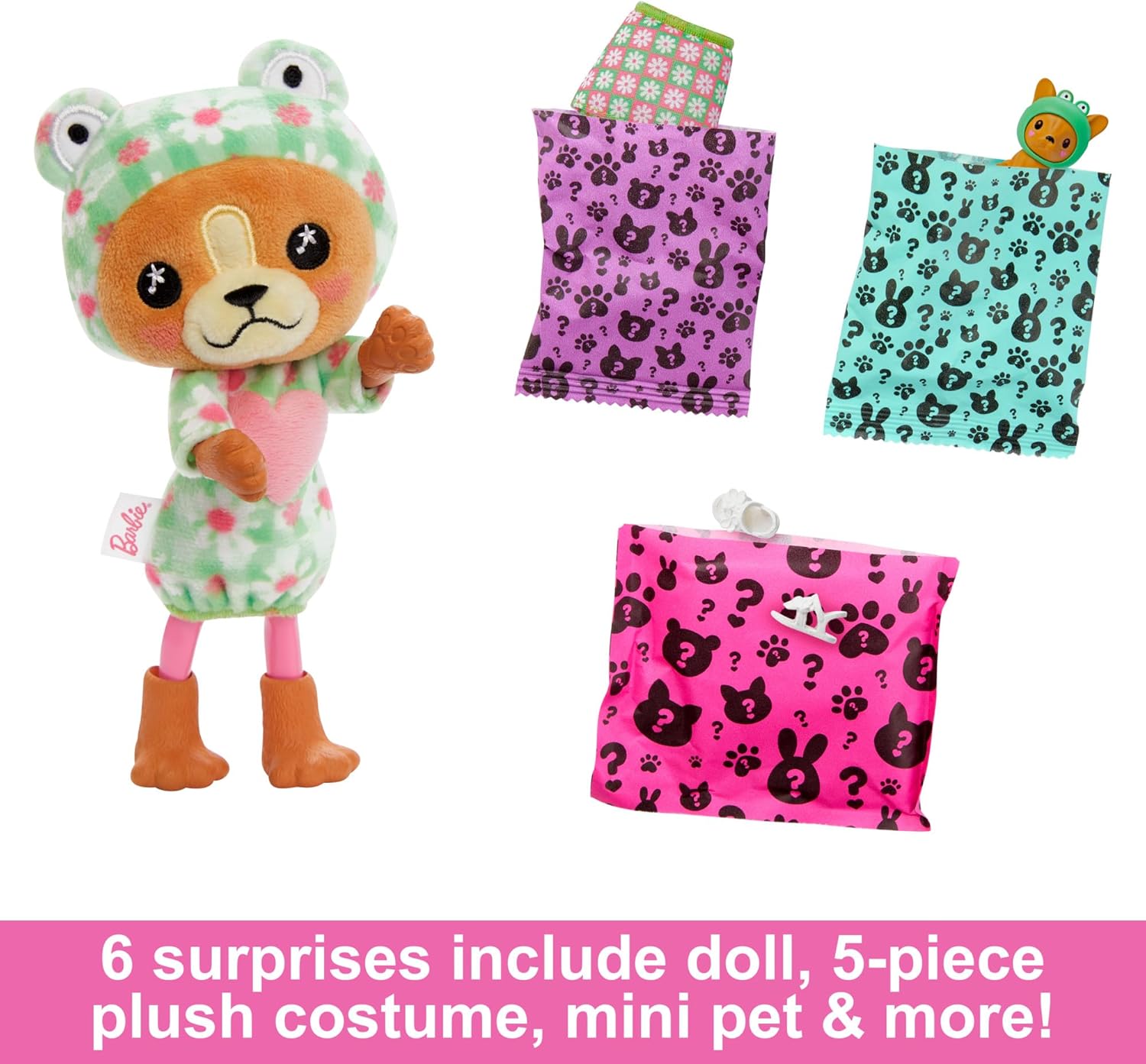 Barbie Cutie Reveal Costume-Themed Chelsea Doll & Accessories, Puppy in Frog, 6 Surprises, Ages 3+