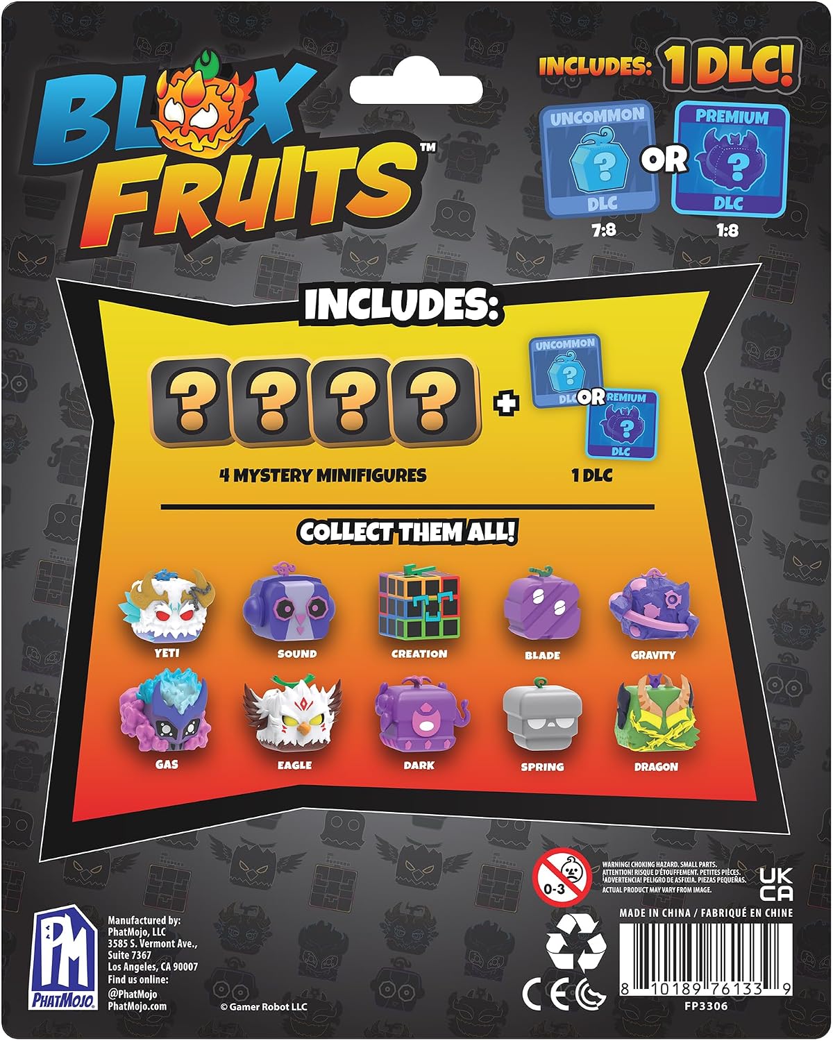 Blox Fruits Series 3 Mystery Minifigure 4-Pack, 4 Surprise Collectible Figures with Exclusive DLC Code, 10 Fruit Forms to Collect, Official Blox Fruits Merchandise, 6+ Years