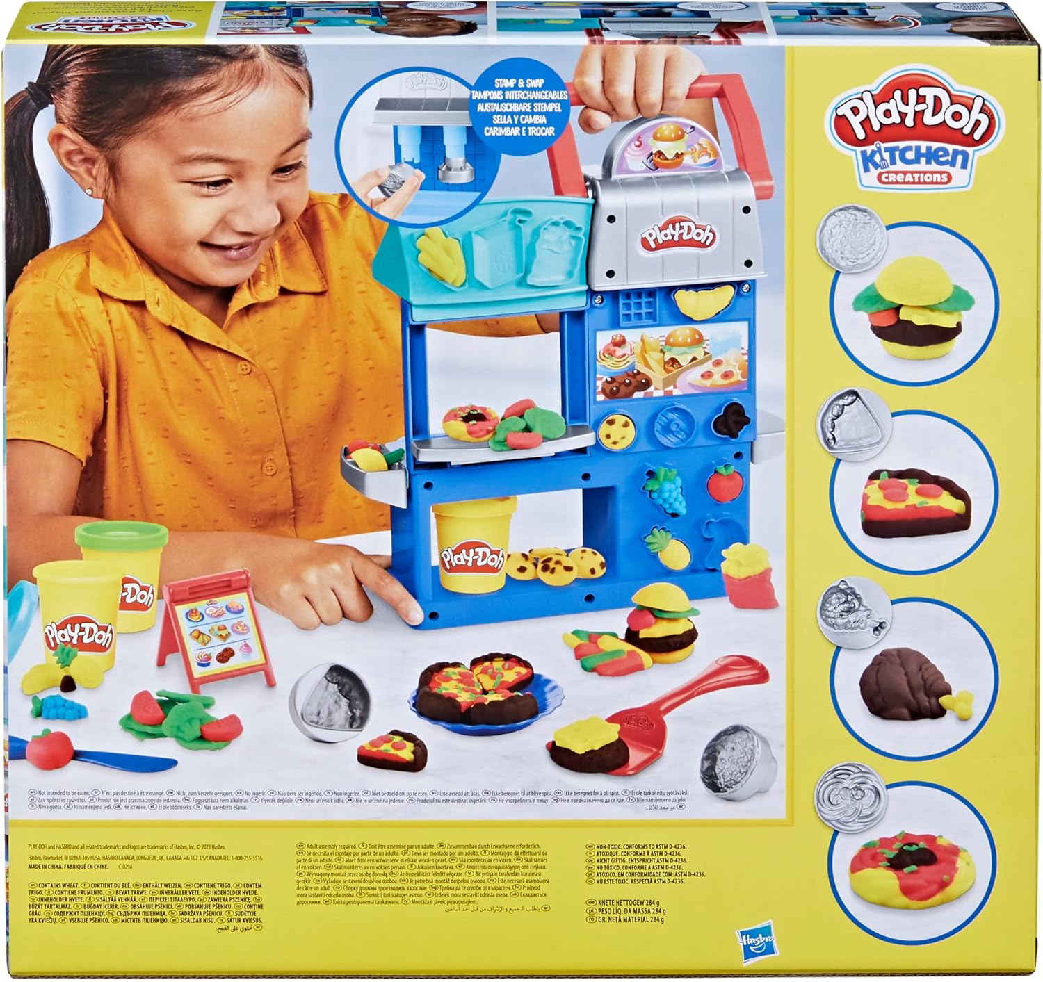 Play-Doh Kitchen Creations, Busy Chef's Restaurant Playset, 2-Sided Kitchen, Pretend Food Toys, Art & Craft, 5 Play-Doh Colors, Kids 3+