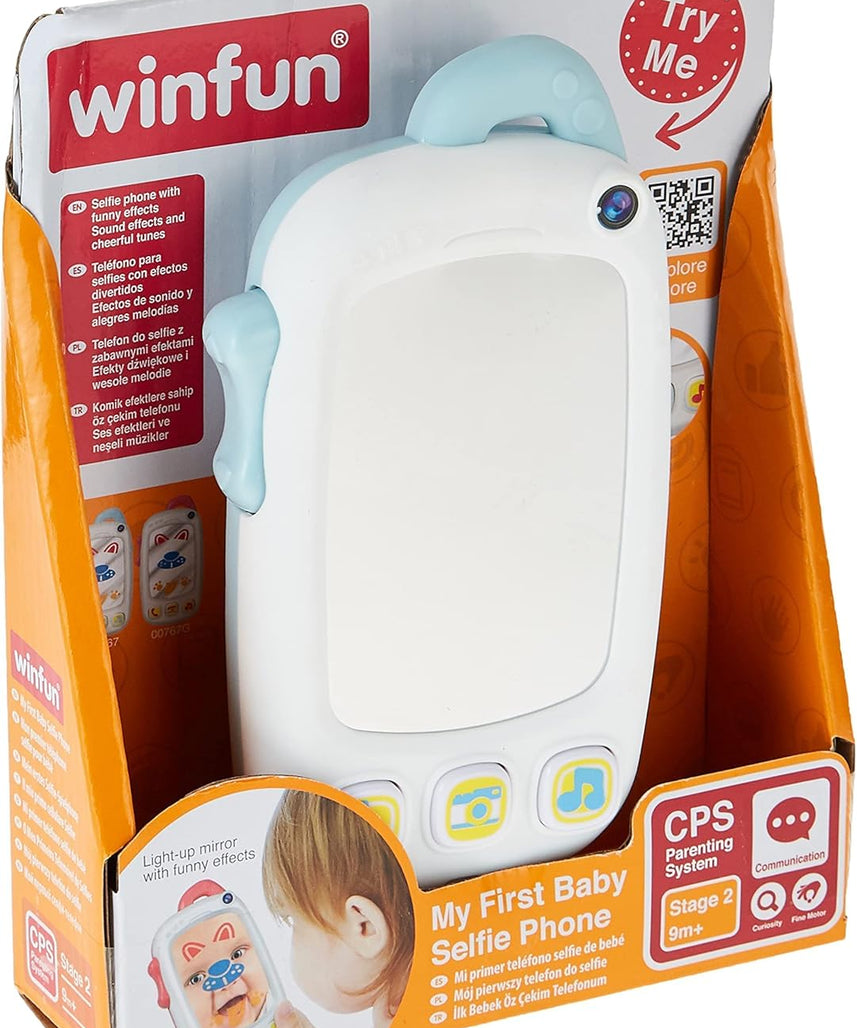 WinFun My First Baby Selfie Phone – Interactive Light-Up Toy with Camera Sounds, Music & Learning Play for Toddlers 9M+