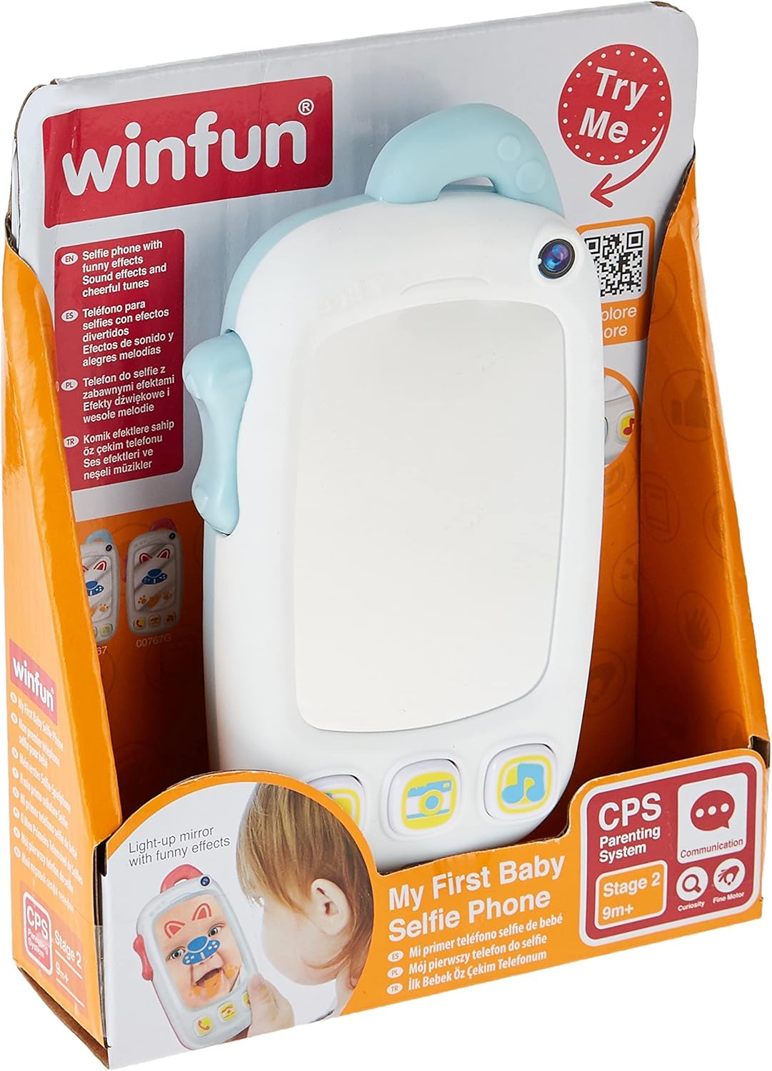 WinFun My First Baby Selfie Phone – Interactive Light-Up Toy with Camera Sounds, Music & Learning Play for Toddlers 9M+