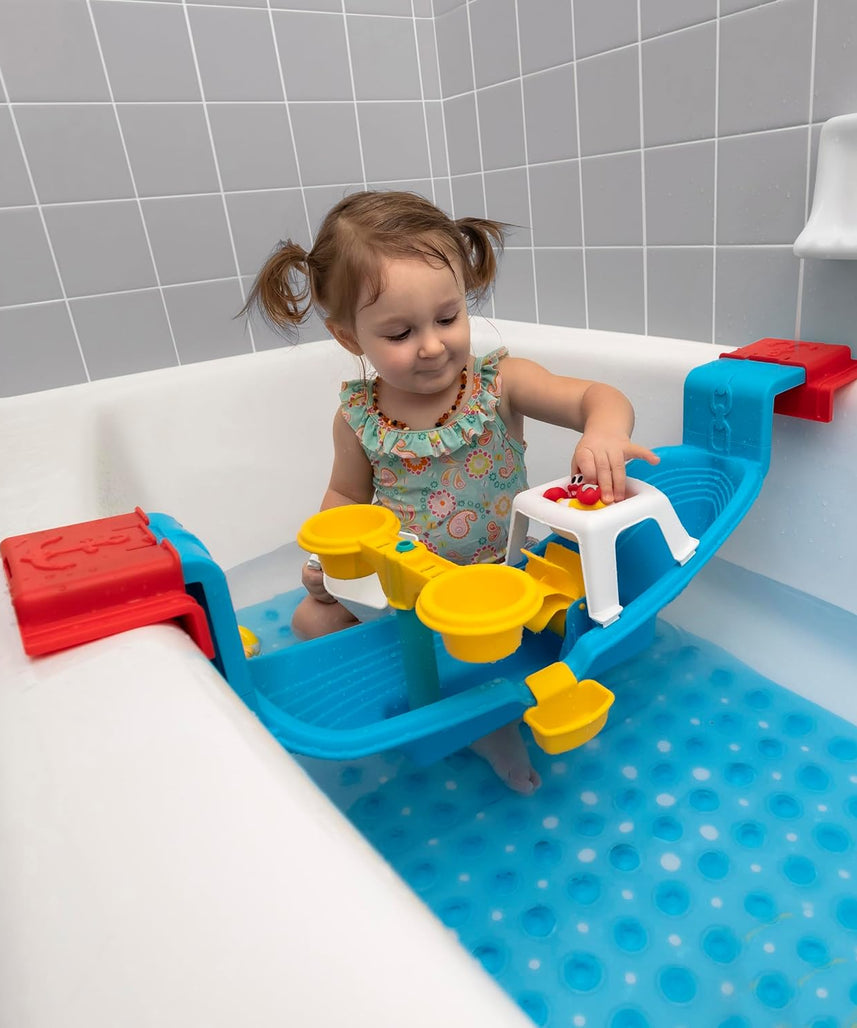 Step2 Nautical Rain Showers Bath Set for Kids, Interactive Bath Boat Water Play Toy with Floating Figures & Rain Shower Spinner, STEM Learning Bath Toy for Toddlers 2+