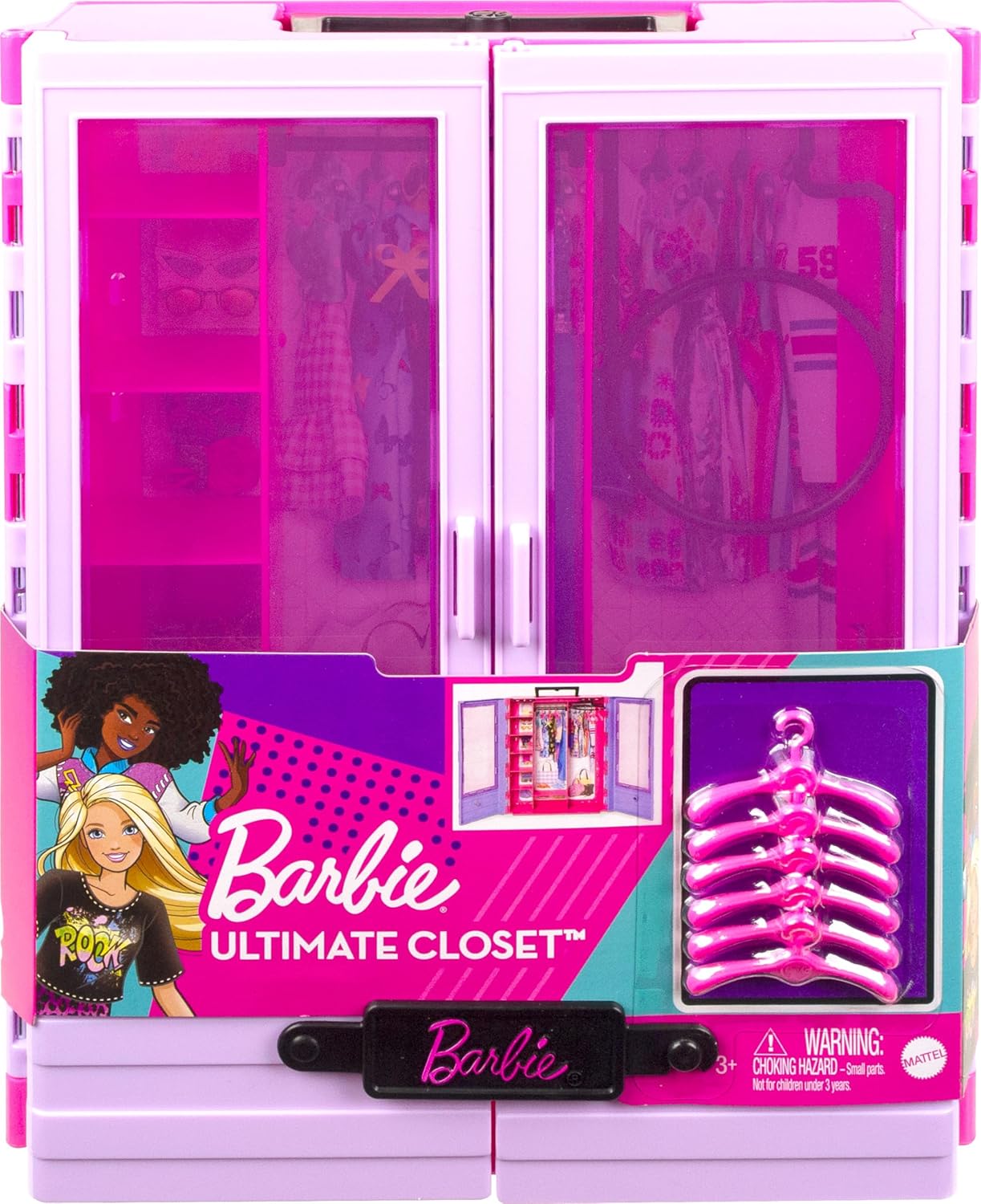 Barbie Fashionistas Ultimate Closet Accessory, 6 Hangers, Portable Doll Storage for Kids 3+