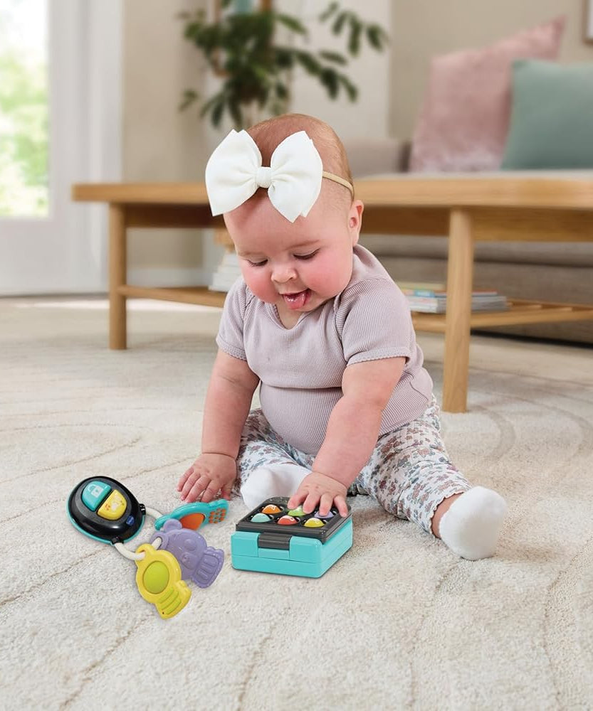VTech Baby My Everyday Gadgets Pretend Play Phone and Keys Learning Toy with Lights Sounds and Textures Multicolor 3m+
