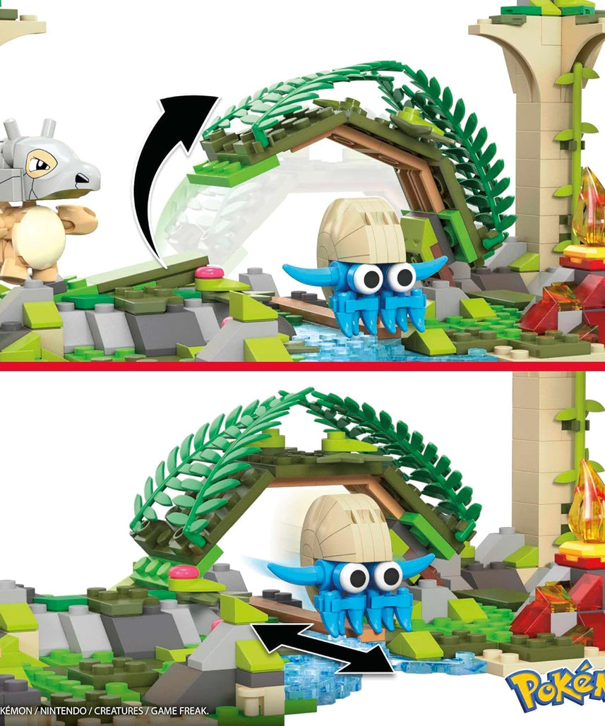 مجموعة بناء أطلال غابة بوكيمون ميجا، شخصيات كيوبون، تشارماندر، أومانايت، 464 قطعة، أطلال قديمة متصلة، متوافقة مع مجموعات بناء أخرى، هدية لعبة للأولاد والبنات، من عمر 7 سنوات فما فوق 