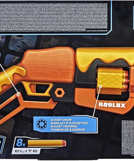 Nerf Roblox Adopt Me! Bees Lever Action Dart Blaster, 8-Dart Rotating Drum, 8 Nerf Elite Darts, Exclusive Virtual Item Code, Indoor & Outdoor Play