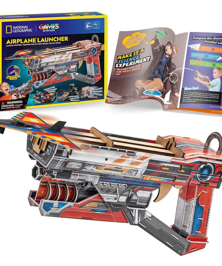 National Geographic 3D Puzzle Airplane Launcher 61-Pieces by Cubic Fun, STEM Learning, Build Things with Read-Along Adventure, Educational Puzzle, Learn & Fun Toys, For Kids 8 Years+