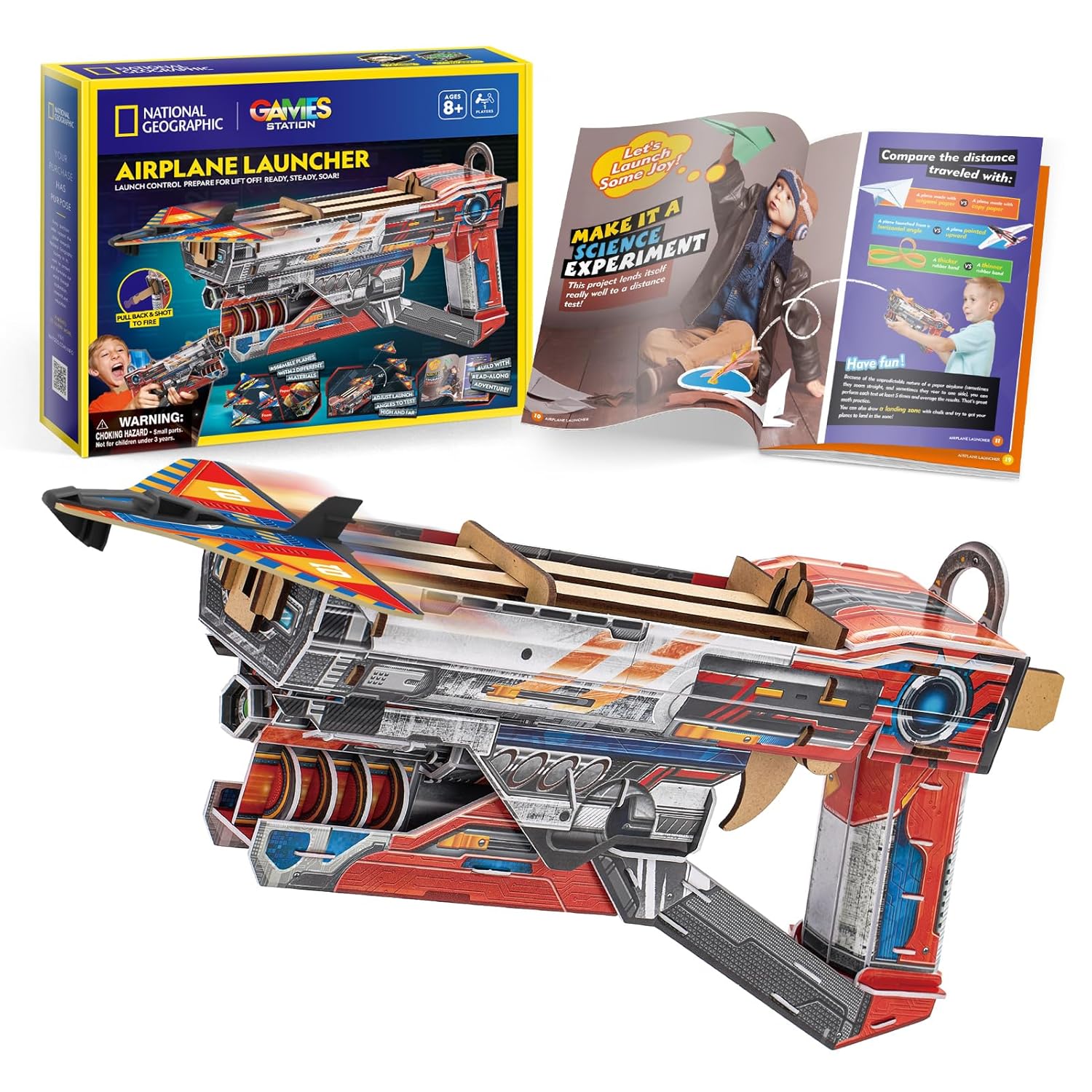 National Geographic 3D Puzzle Airplane Launcher 61-Pieces by Cubic Fun, STEM Learning, Build Things with Read-Along Adventure, Educational Puzzle, Learn & Fun Toys, For Kids 8 Years+
