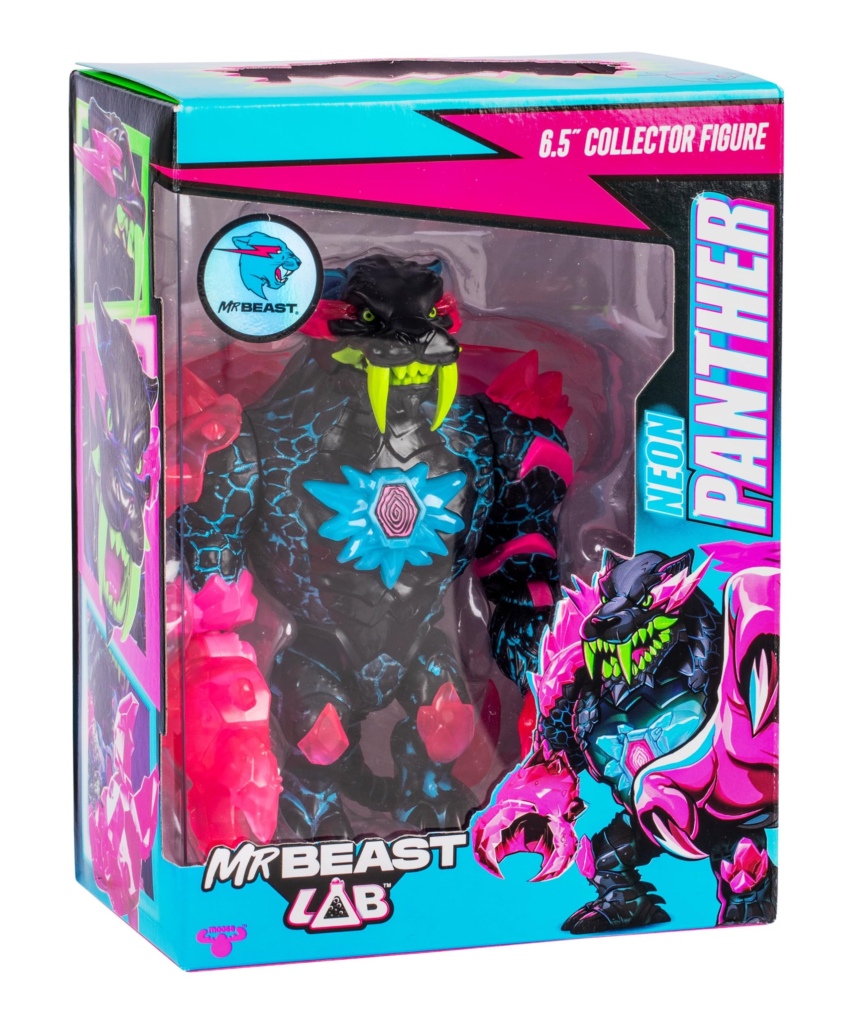 مجسم نيون بانثر من مستر بيست لاب W2، مقاس 6.5 بوصة مع 13 نقطة مفصلية، مطاردة غامضة نادرة، لعبة قابلة للتجميع للأطفال من سن 5 سنوات فما فوق