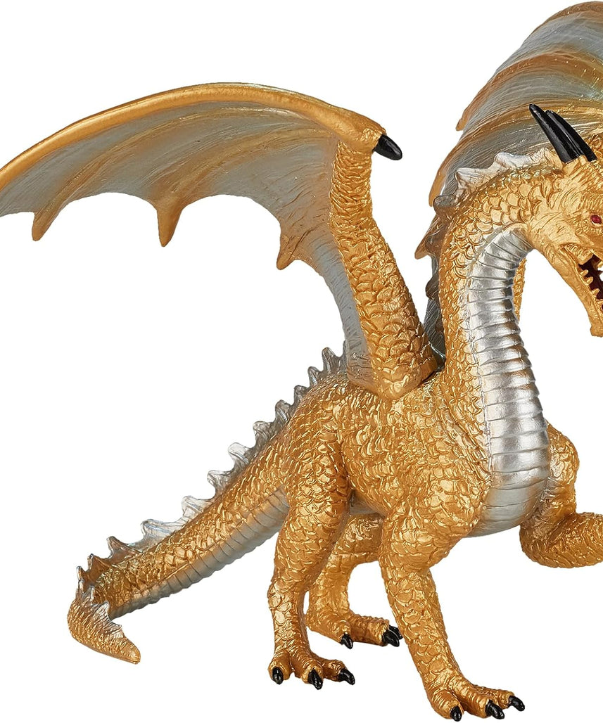 MOJO Golden Dragon Figurine, Hand-Painted Realistic Fantasy Replica, Detailed Collectible Model, Fantasy Collection, Display and Play Figure, Ages 3+