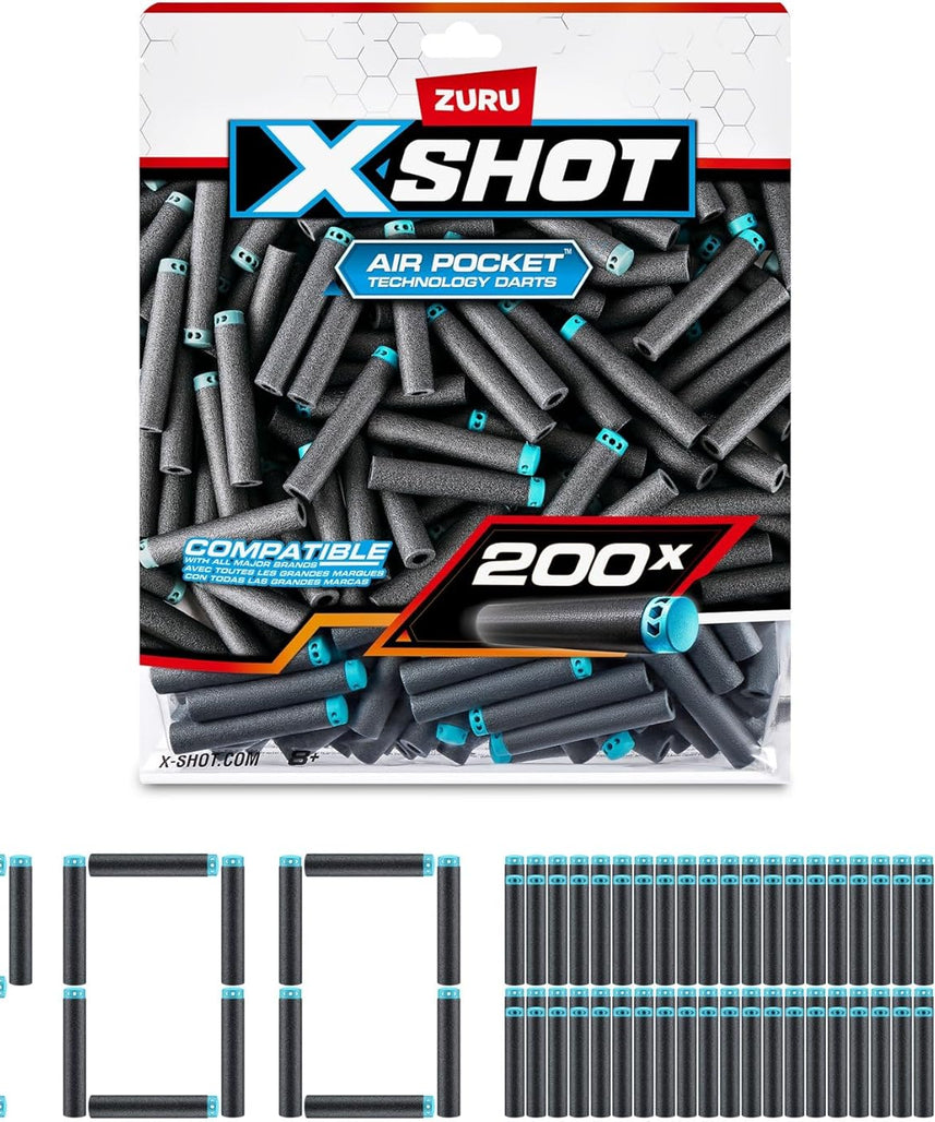 XSHOT X-Shot Dart Big Refill, 200 Foam Darts Refill Pack, Compatible with X-Shot and Other Dart Blasters, Boys, Age 8+
