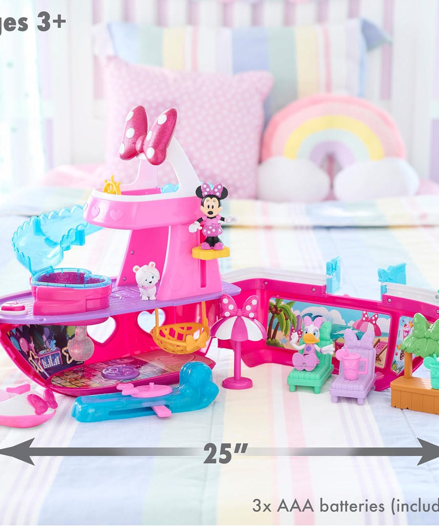 Just Play Minnie Mouse Bowdazzling Yacht Playset with Light and Sound Effects, 14 Pieces, Children's Toy from 3 Years
