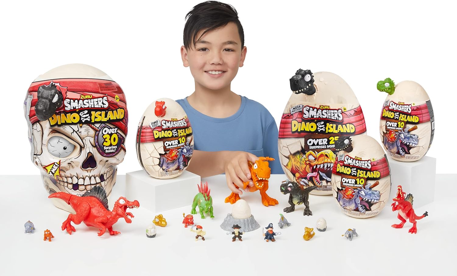 Zuru Smasher Giant Skull Dino Island S1, Smashable Prehistoric Adventure Playset with 30+ Surprises, Mini Eggs, Dino Figures & Collectibles, Gift for Kids Ages 5+