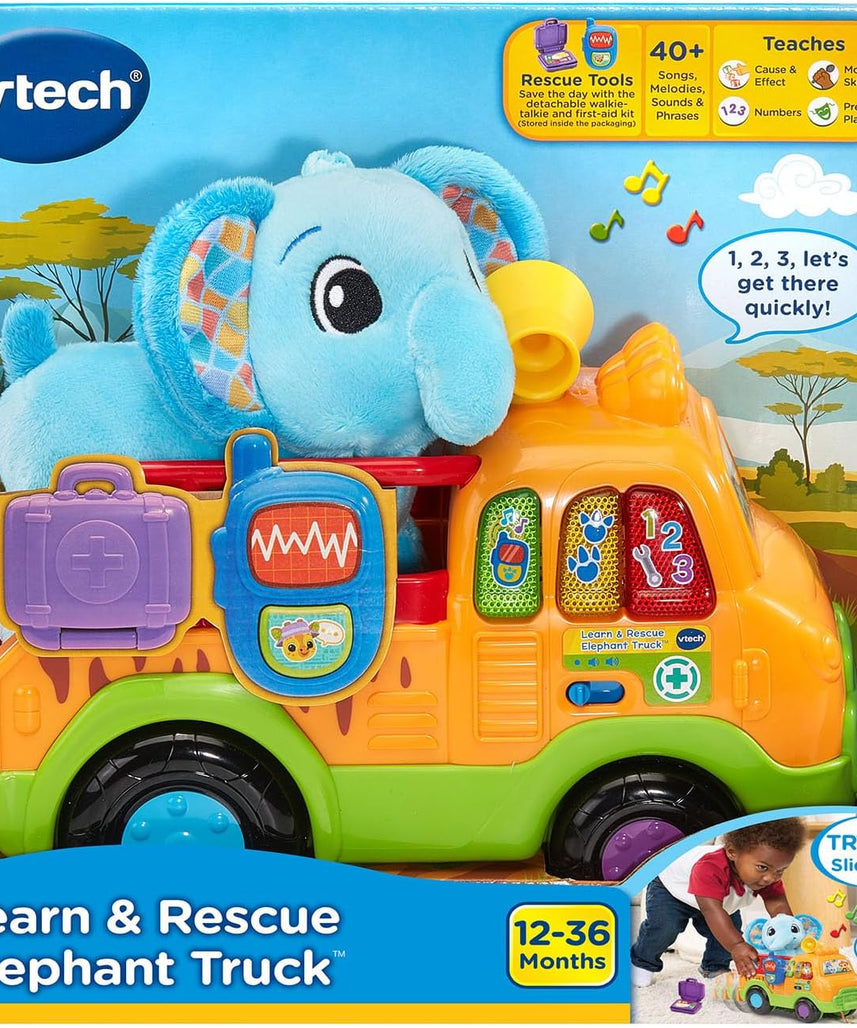 VTech Learn and Rescue Elephant Truck Pull Toy with Plush Elephant