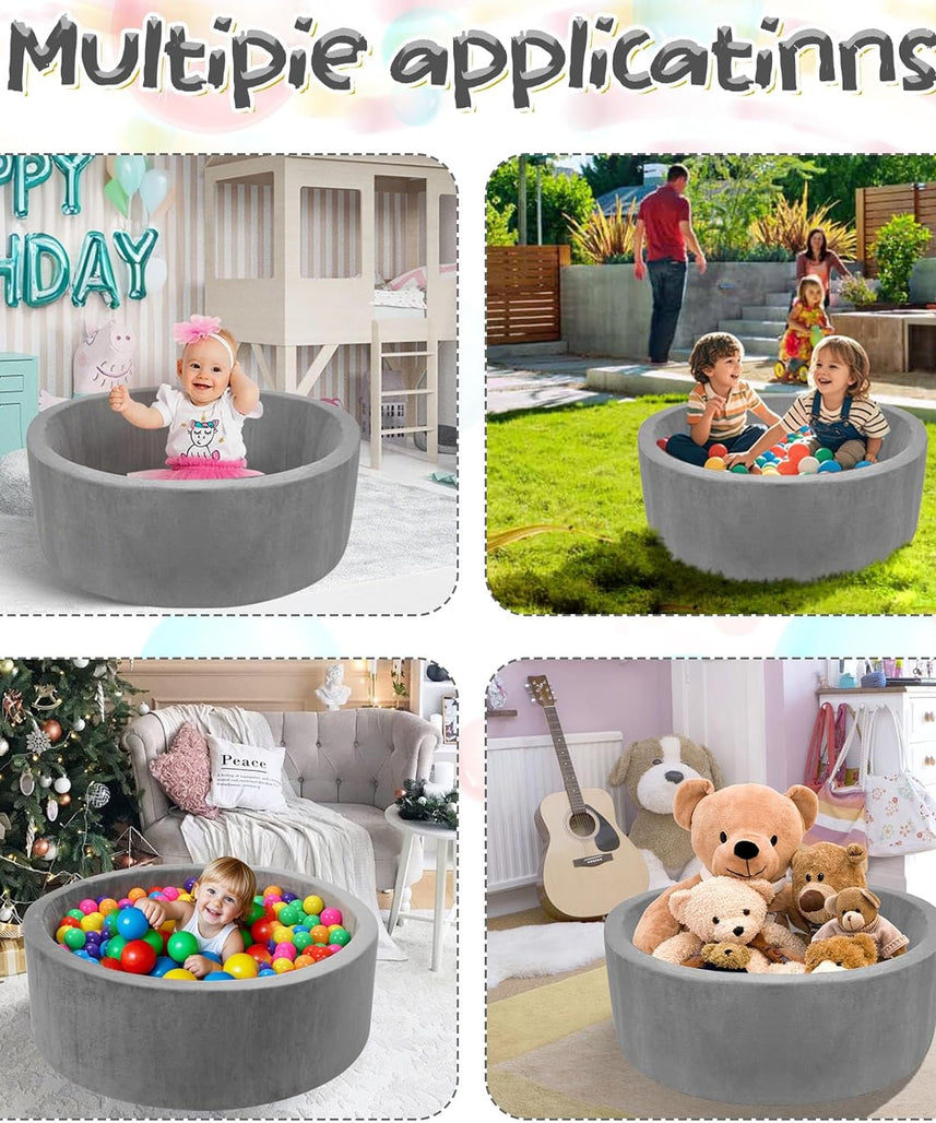 Foam Ball Pit for Toddlers 90cm Round Baby Ball Pool with Memory Foam, Soft Playpen Indoor Outdoor Kids Playground, Balls Not Included, Ages 6 Months+
