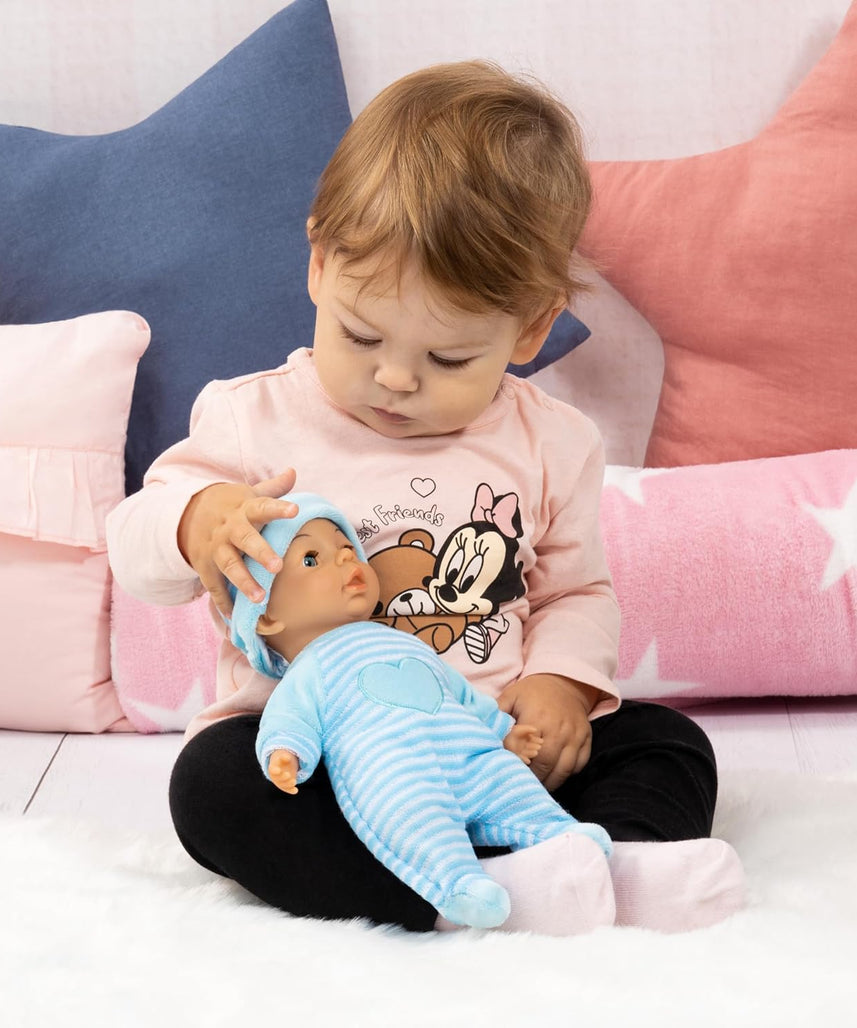 Bayer My First Blue Baby Doll 28cm Soft Body with Sleep-Closing Eyes, Cuddly Role Play Doll for Toddlers, 10M+ Months