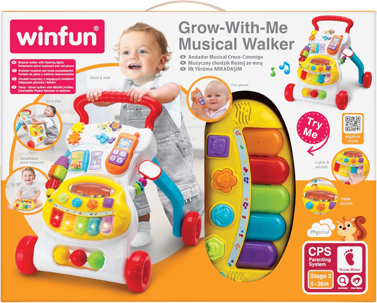 Winfun Grow with Me Musical Walker Play Set, Multicolor