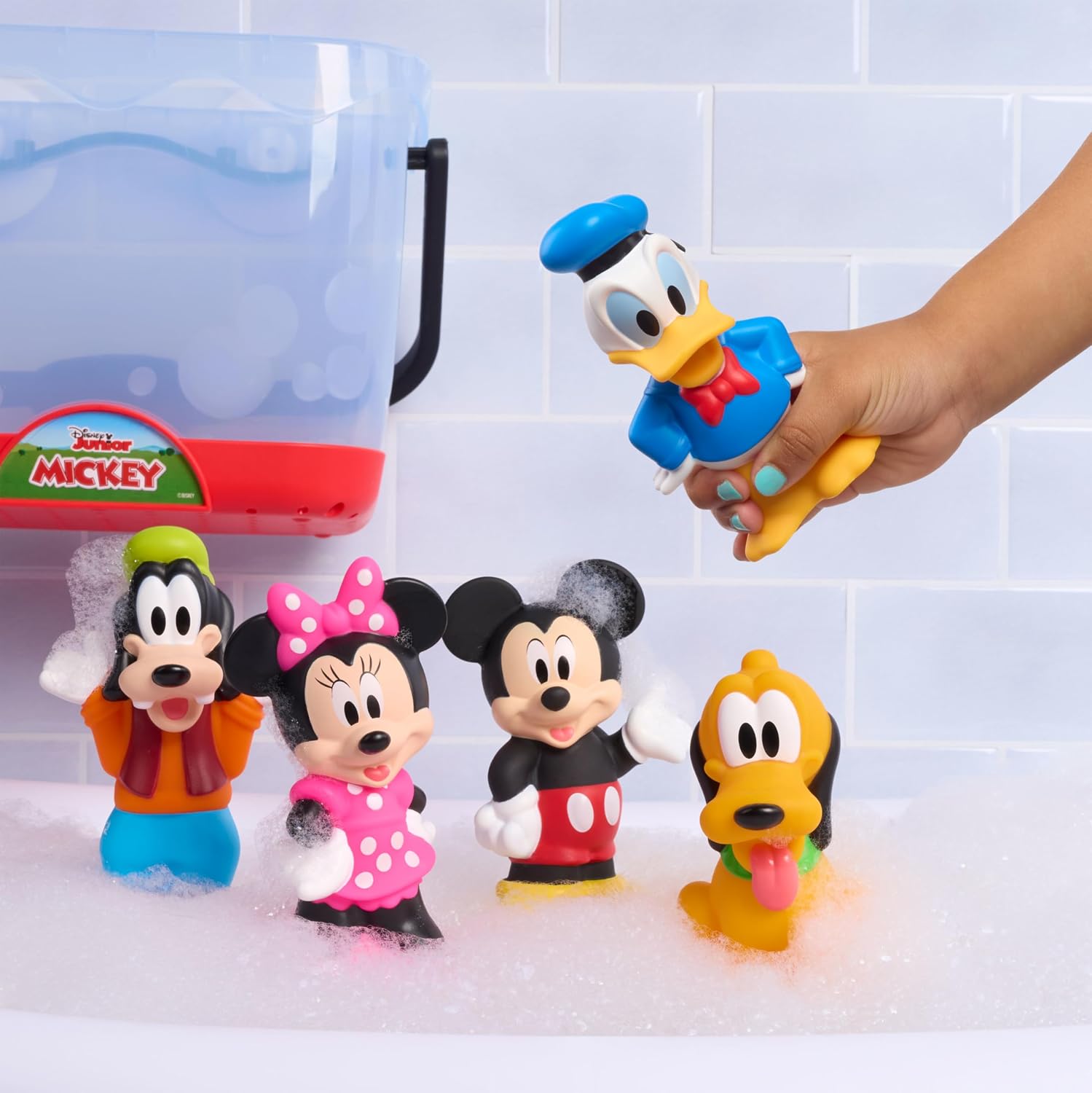 Disney Mickey Mouse Bath Caddy, 6-pieces, 5 Bath Toy Figures