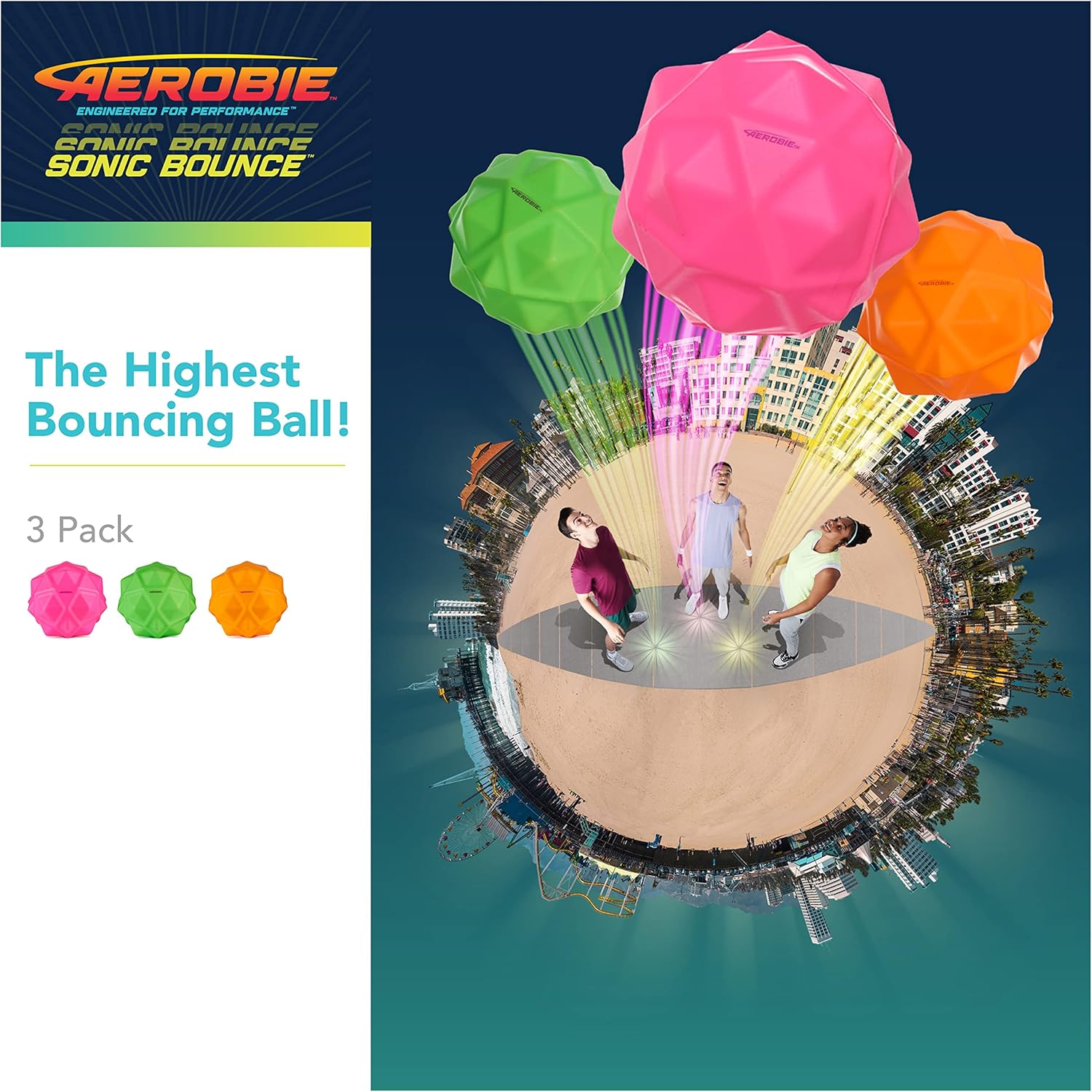 مجموعة Aerobie Sonic Bounce Pro من 3 قطع، لعبة أقراص طائرة خارجية، لعبة رياضية للأطفال والكبار، مصنوعة من البلاستيك المتين، مناسبة للأطفال من سن 8 سنوات فما فوق، مناسبة للعب النشط والمرح في الفناء الخلفي