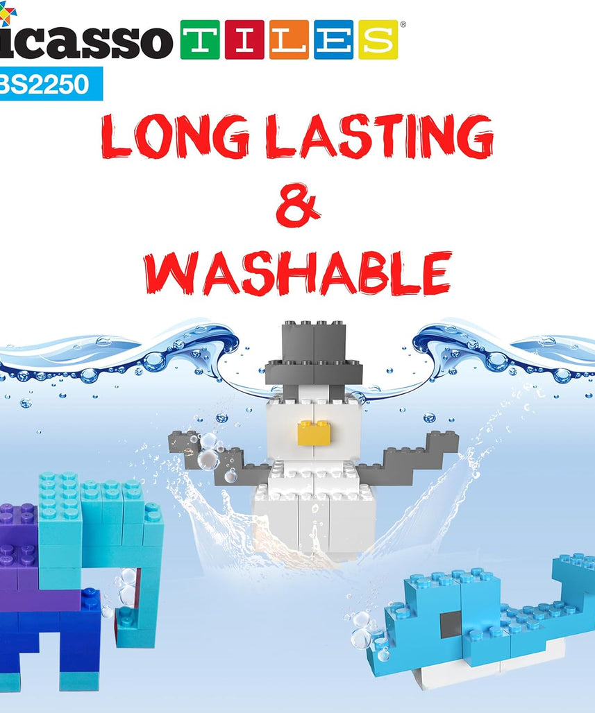 PicassoTiles 2250 PCs Building Block Tiles Creative Shapes to Enhance Imaginative Play Unique Set to Build Houses Animals Dinosaurs and More Vibrant STEM Toys Washable for Learning Education Ages 3+