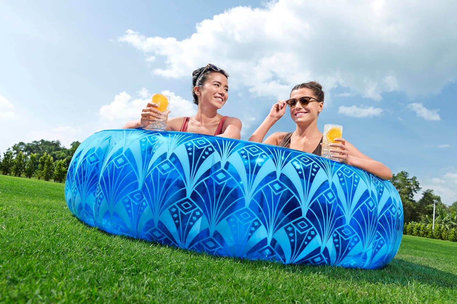 Bestway Bohemian Blue Inflatable Pool 168X53cm, Outdoor & Indoor Relaxation & Play, Family Pools, Artistic Design, Extra-wide Sidewalls For Stability, Quick Easy Setup, Perfect For Families With Kids