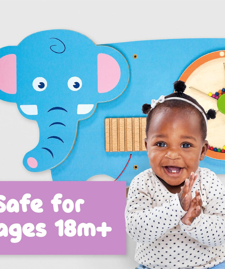 لوحة حائط فيجا على شكل فيل، لوحة أنشطة حسية خشبية من مونتيسوري، تُنمّي المنطق والمهارات الحركية والتنسيق بين اليد والعين، لعبة تعليمية صديقة للبيئة وغير سامة، للأولاد والبنات من عمر 18 شهرًا فما فوق