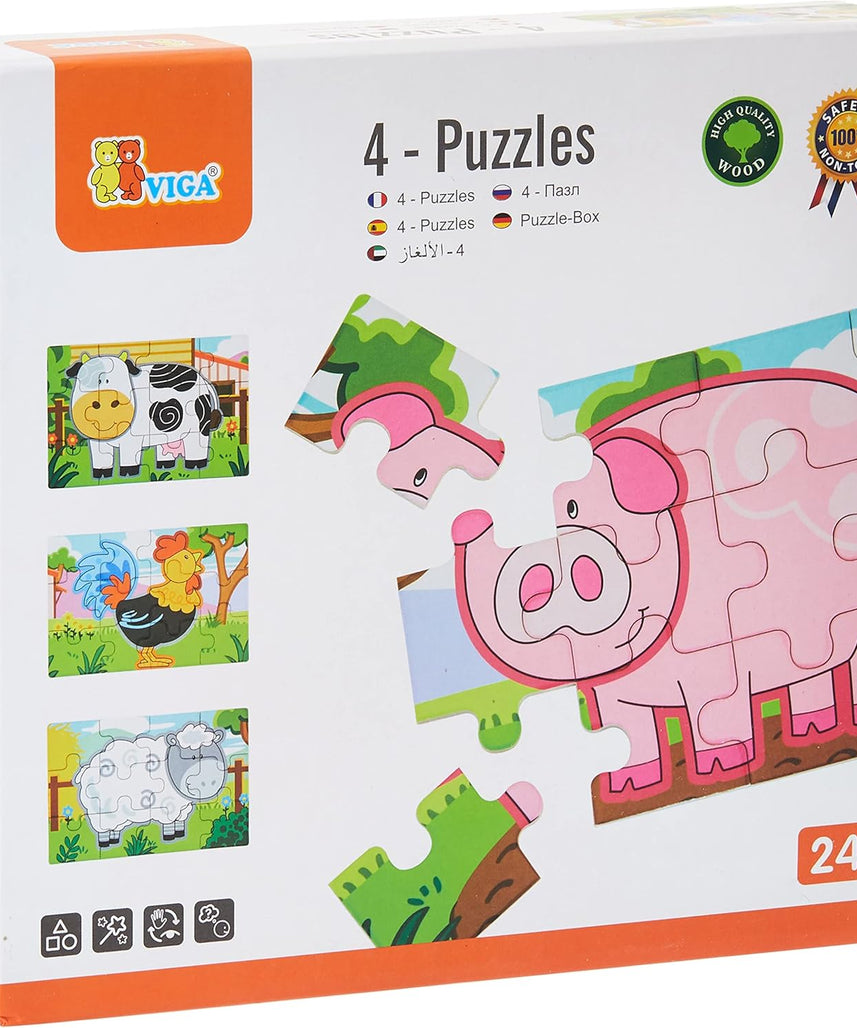مجموعة فيجا فارم، أحجية الصور المقطوعة من 48 قطعة، لعبة مونتيسوري الخشبية، تنمي المهارات الحسية والإدراكية والحركية الدقيقة، لعبة تعليمية للأطفال غير سامة وصديقة للبيئة، مناسبة للأولاد والبنات من عمر سنتين فما فوق