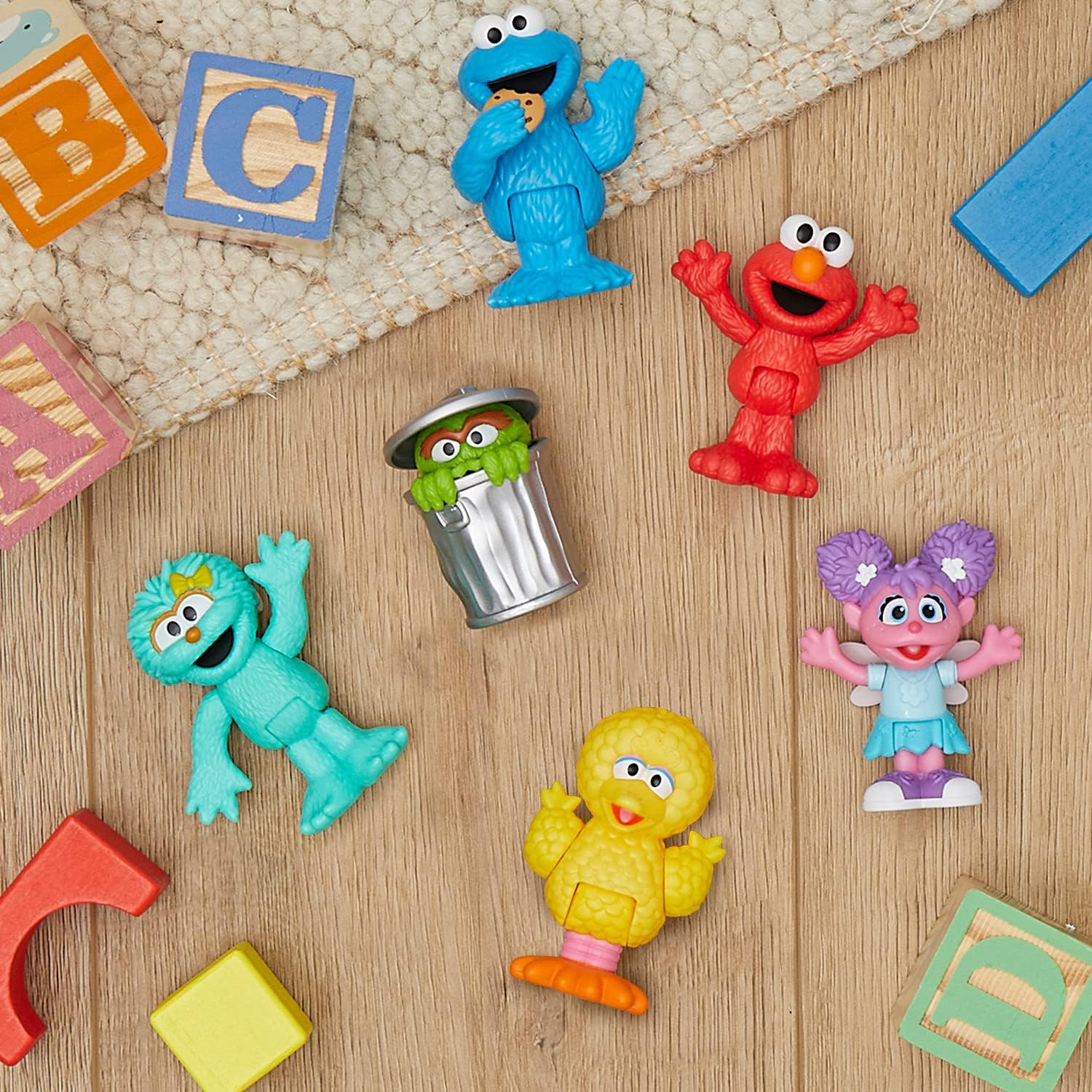 Just Play Sesame Street Neighborhood Friends, 6-Piece Poseable Figurines, Officially Licensed Toys for Kids, Ages 2+