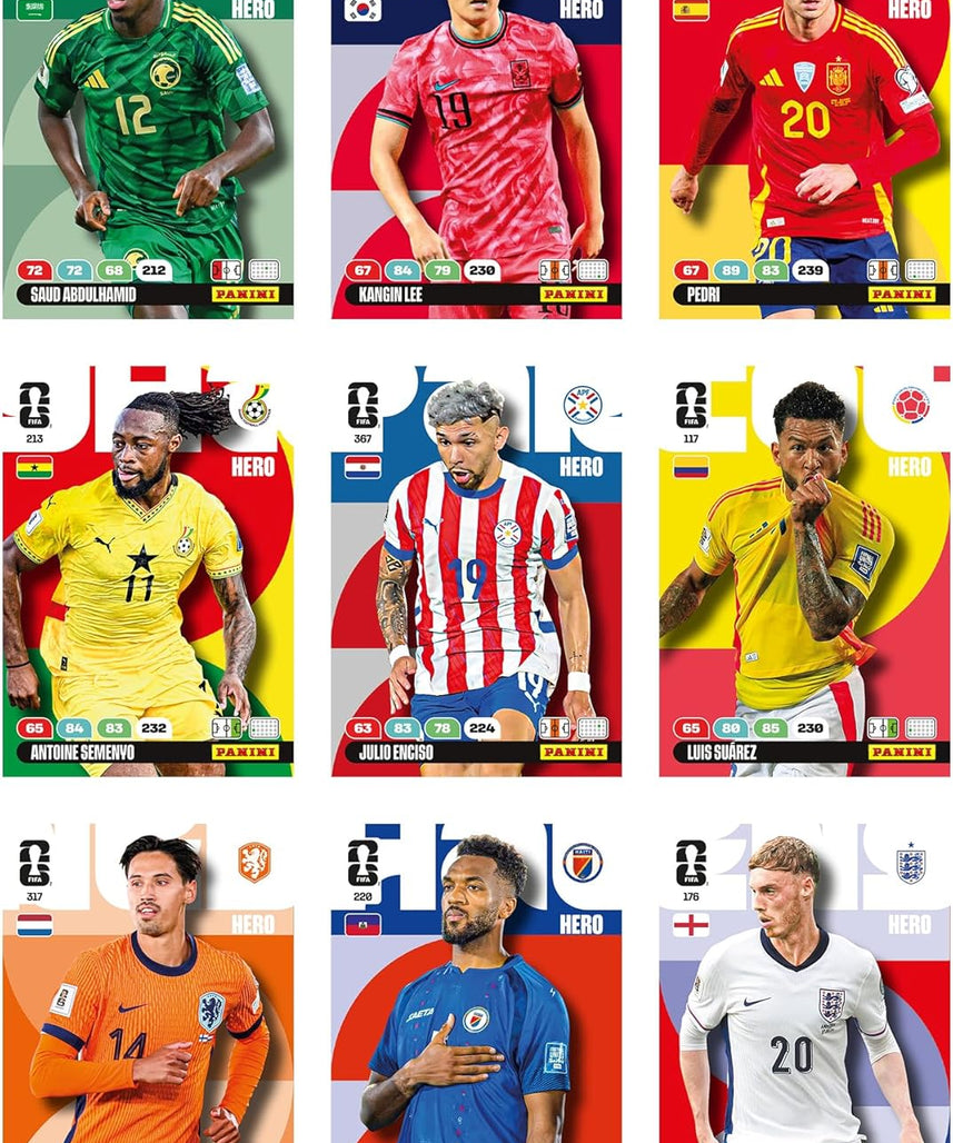 Panini FIFA World Cup 2026 Adrenalyn XL Classic Tin Trading Cards, 8 Packs with Limited Edition Cards and Golden Baller, Official Football Collectible Card Game Set for Kids and Collectors Age 6+