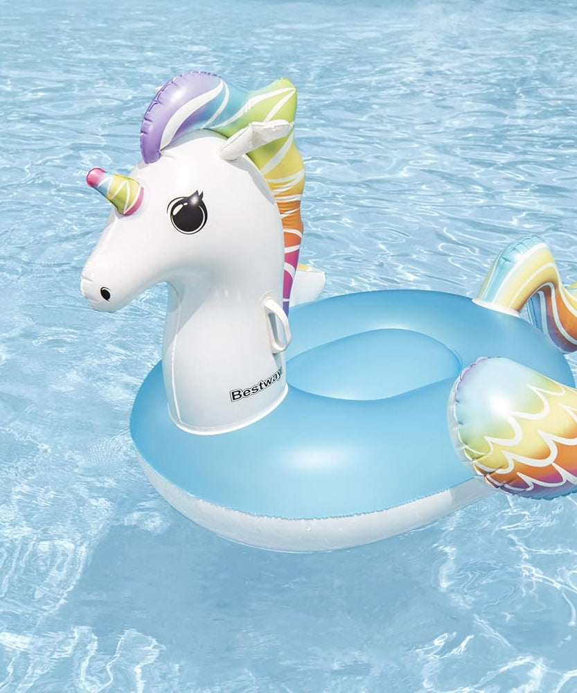 Bestway Unicorn Pool Float, Kids Inflatable Ride-On with Handles, Inflatable Beach Toys