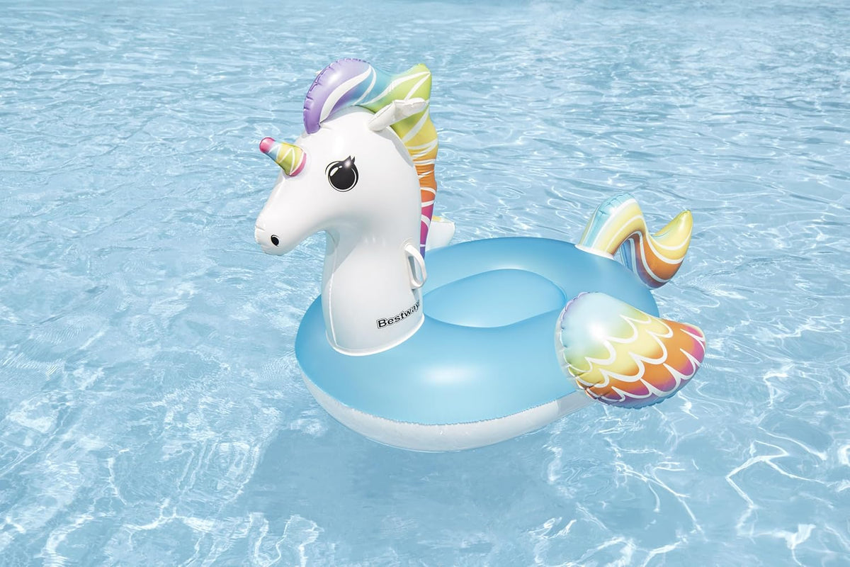 Bestway Unicorn Pool Float, Kids Inflatable Ride-On with Handles, Inflatable Beach Toys