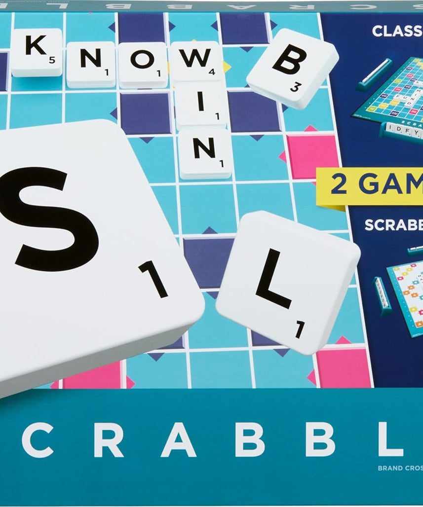 Scrabble Board Game, Family Word Game with Two Ways to Play, includes 50 Goal Cards that Teach Scrabble Basics for 2-4 Players