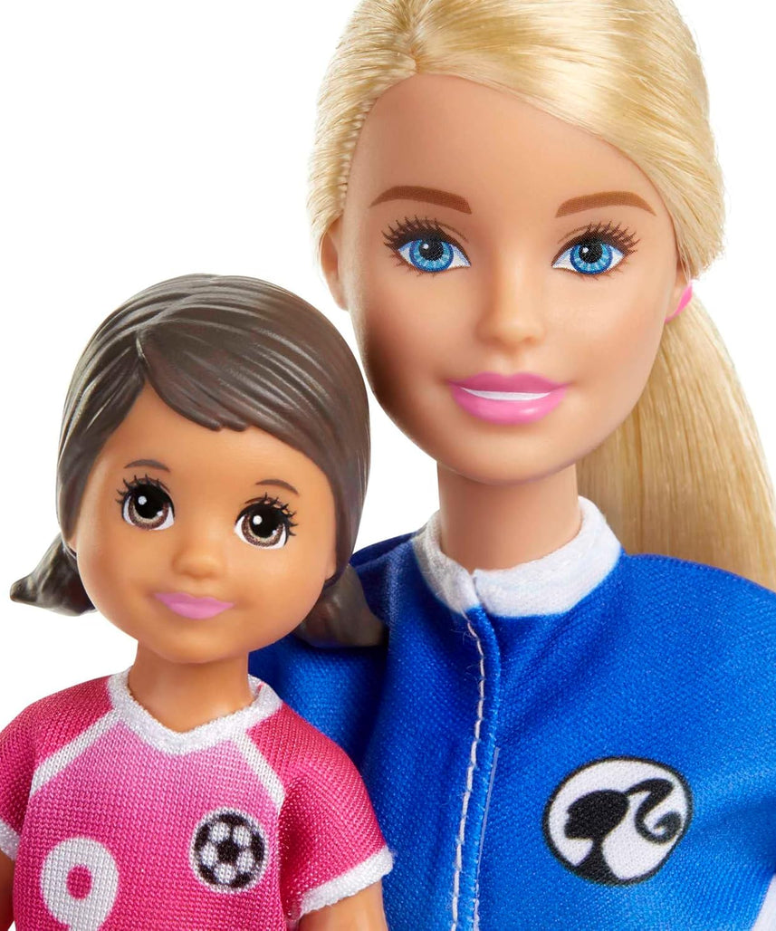 Barbie Soccer Coach Playset with Dolls Soccer Accessories Goal Net Trophy and Training Equipment