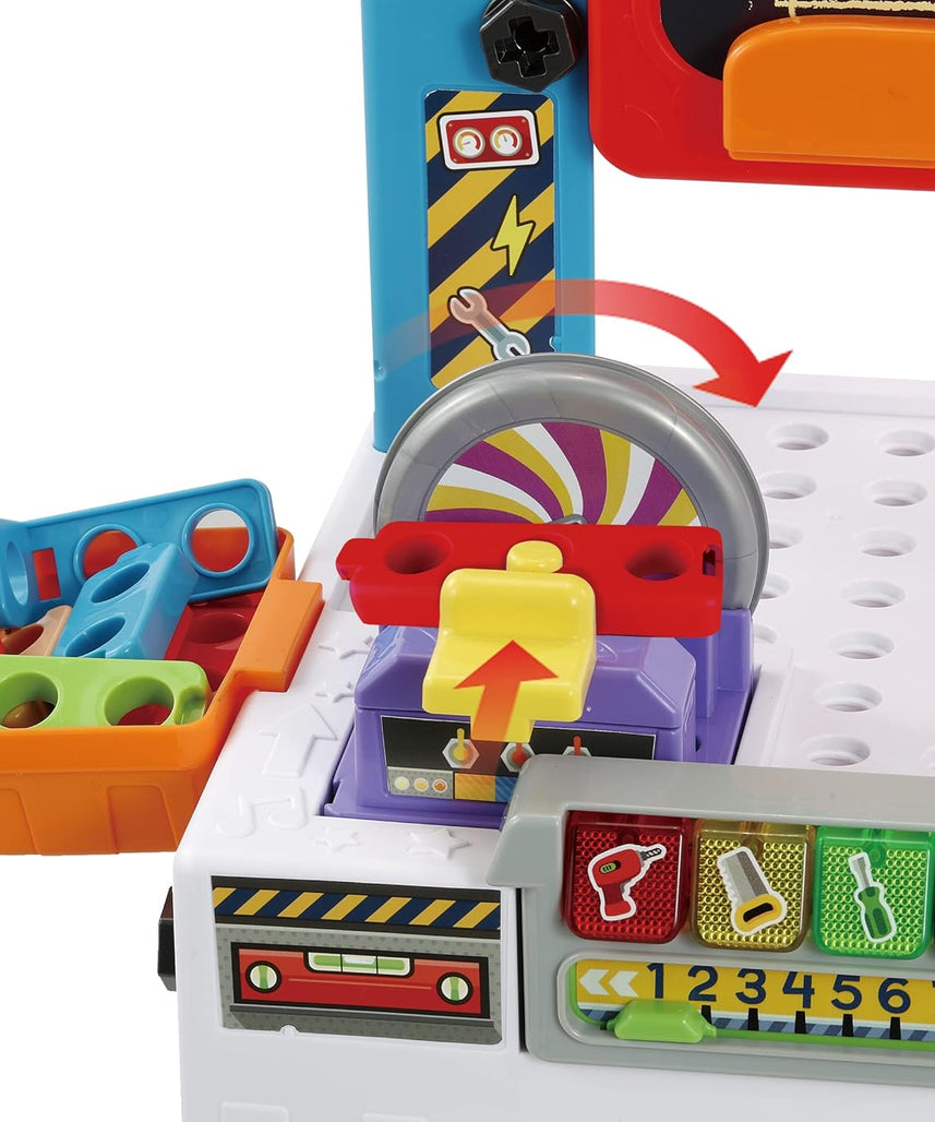 VTech My Busy Workbench, Interactive Toddler Toy, Pretend Play Tools, 100+ Pieces, Lights, Music & Sounds, Kids Gifts 3, 4, 5 + Years, English Version