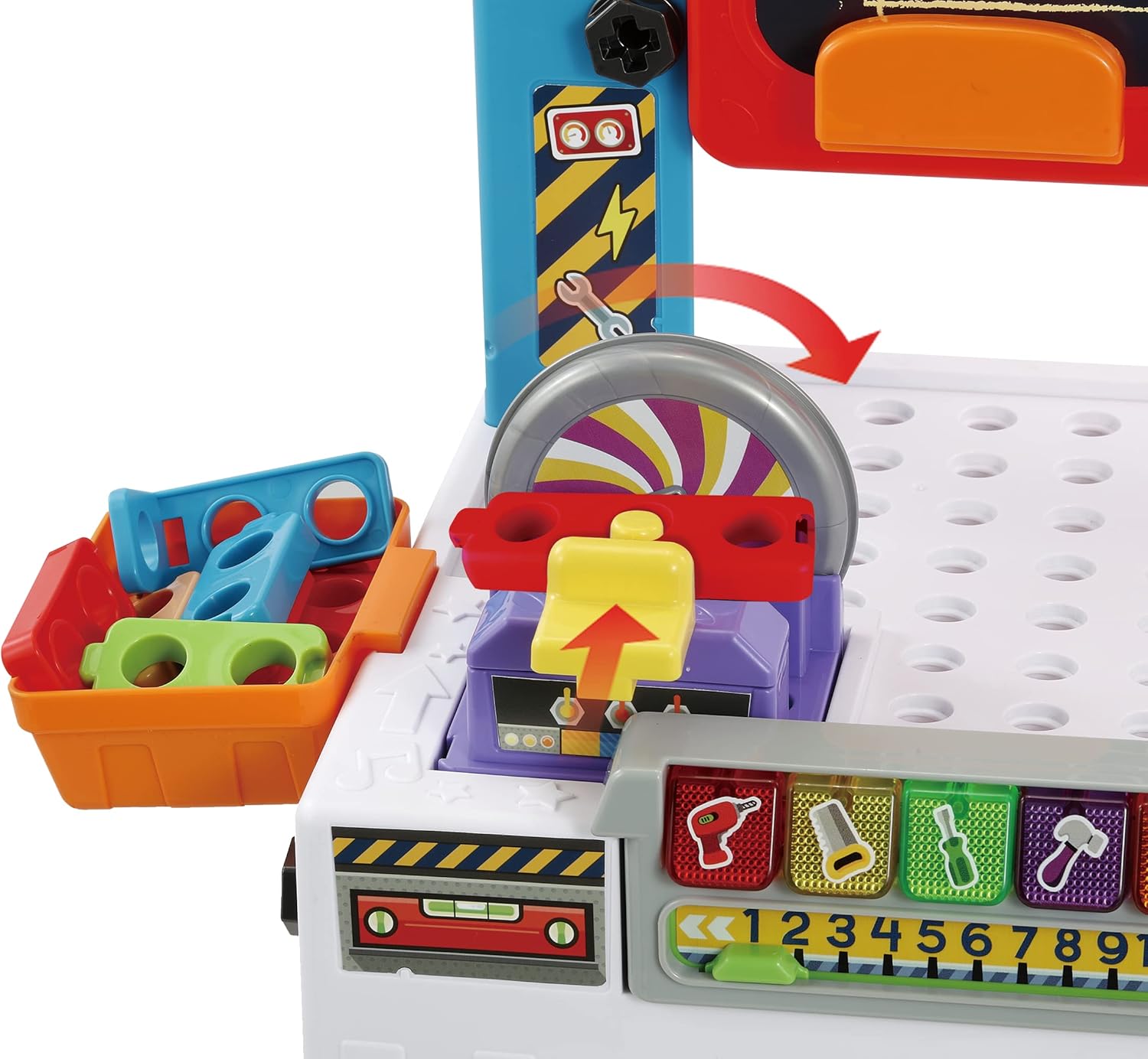 VTech My Busy Workbench, Interactive Toddler Toy, Pretend Play Tools, 100+ Pieces, Lights, Music & Sounds, Kids Gifts 3, 4, 5 + Years, English Version