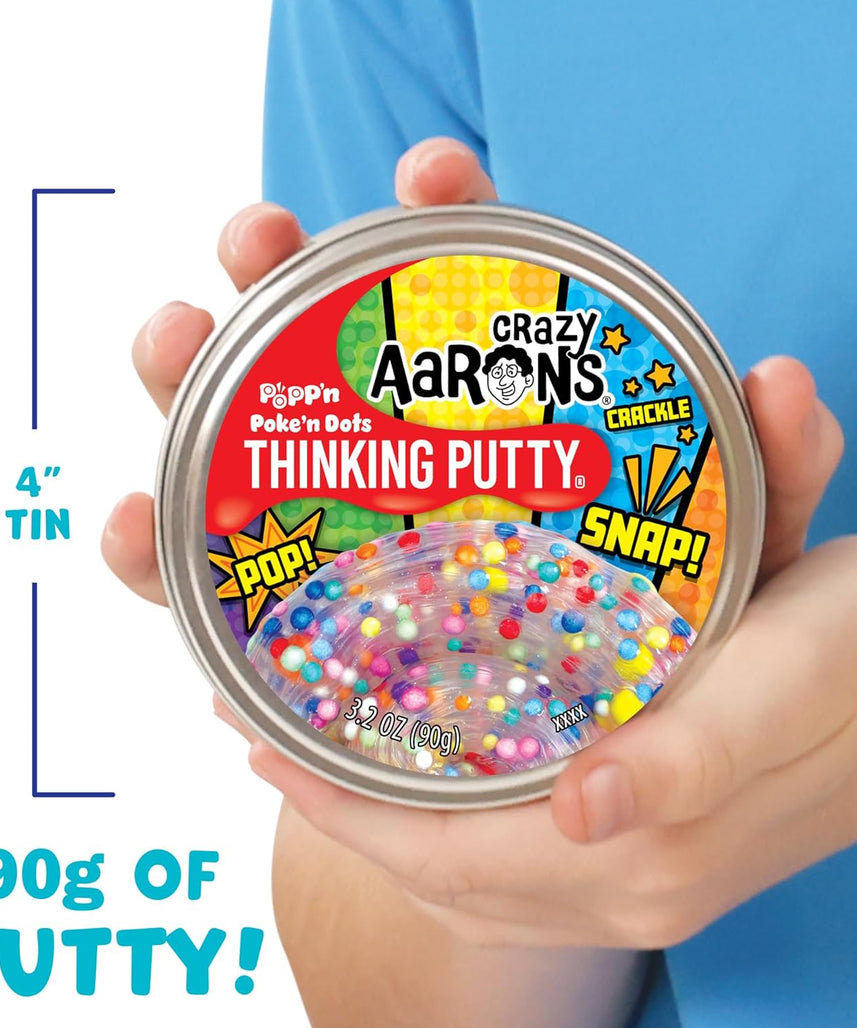 Crazy Aaron's Poke'N Dots Popp’n Thinking Putty® - 4" Tin Thinking Putty - Non-Toxic Sensory Play Putty - Never Dries Out - Creative Toy