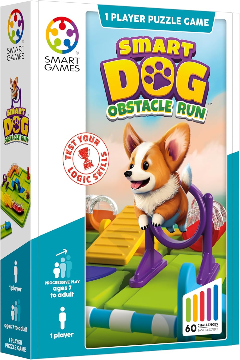 SmartGames Smart Dog Obstacle Course, Brain Teaser Puzzle with 60+ Challenges, STEM Educational Toy for Kids 7+