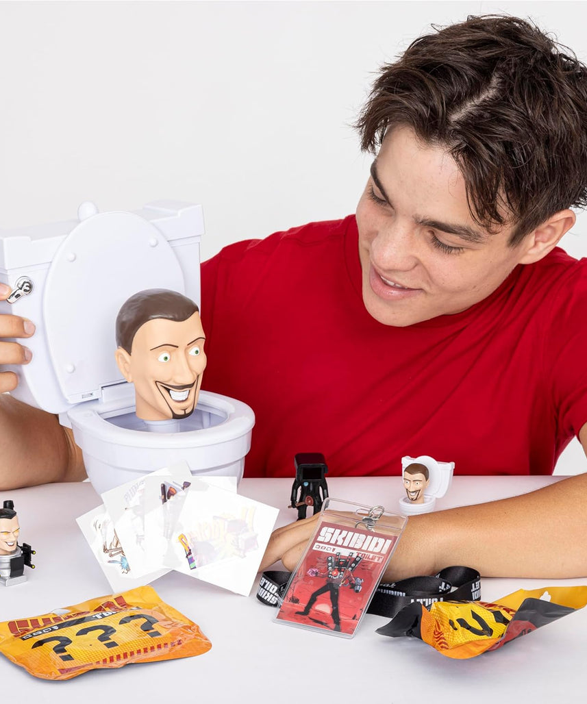 SKIBIDI TOILET Mystery Set, Collectible Action Figure Toy for Boys and Girls 13+, Spring-Loaded Pop-Up Head, Try-Me Flushing Sound, Interactive Surprise Figures, Tabletop Fun