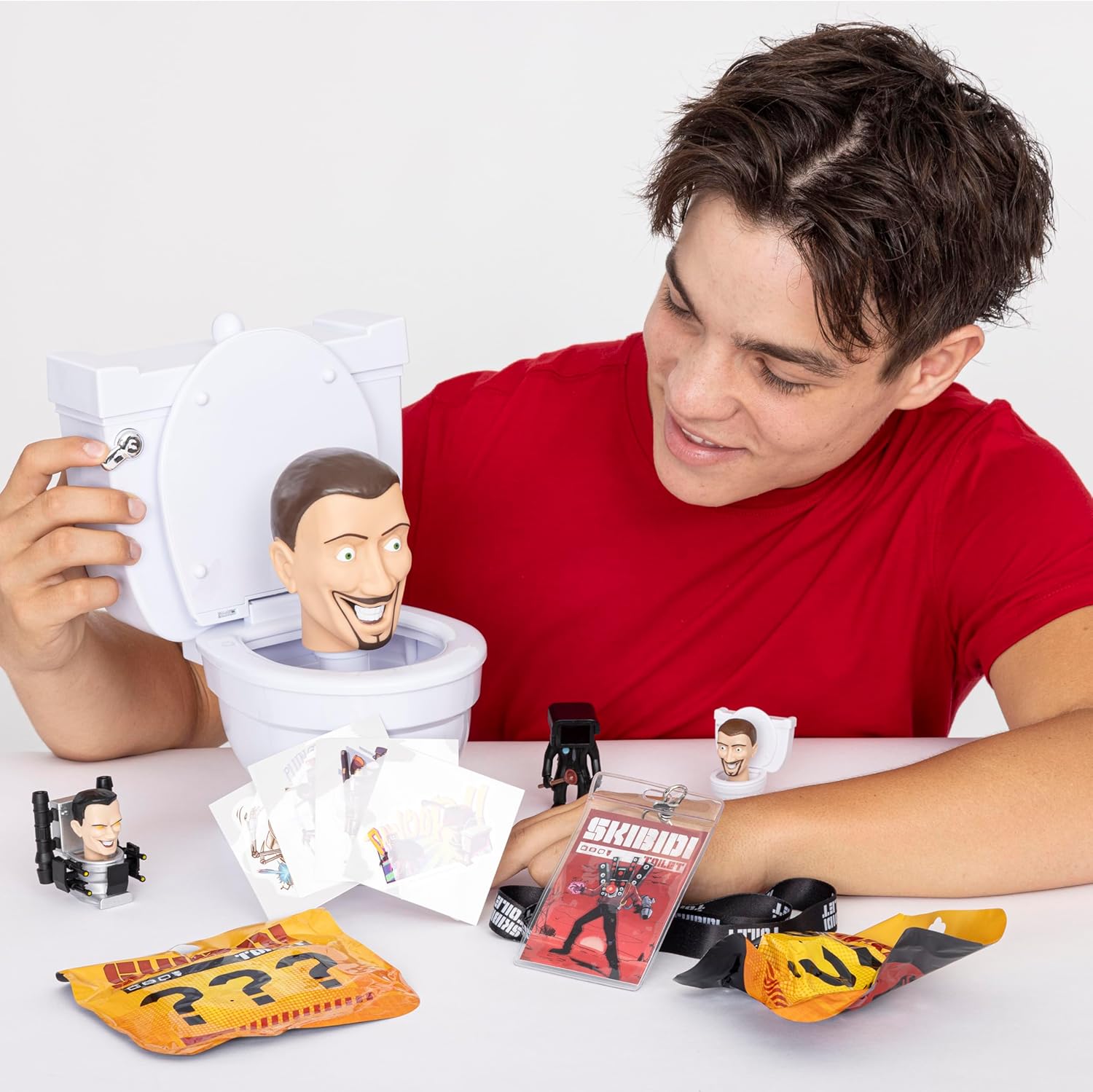 SKIBIDI TOILET Mystery Set, Collectible Action Figure Toy for Boys and Girls 13+, Spring-Loaded Pop-Up Head, Try-Me Flushing Sound, Interactive Surprise Figures, Tabletop Fun