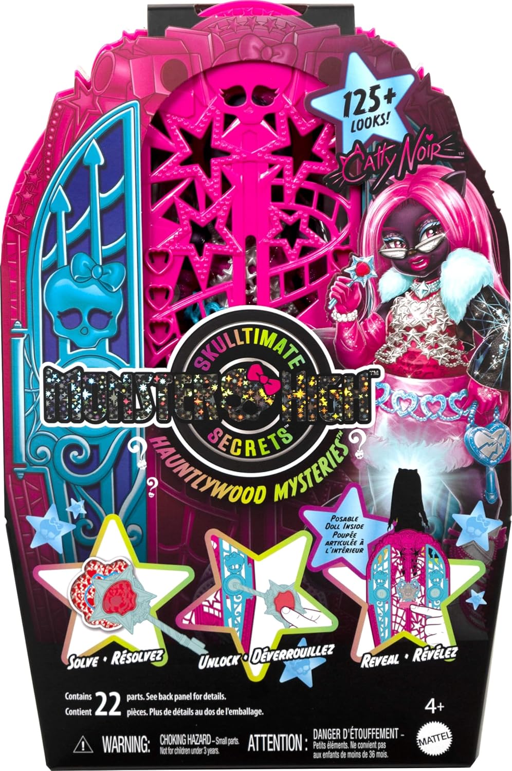 Monster High Skulltimate Secrets Hauntlywood Mysteries Catty Noir Doll and Accessories Set with Wardrobe and 19+ Glamorous Surprises Including Doll Clothes, JBG82