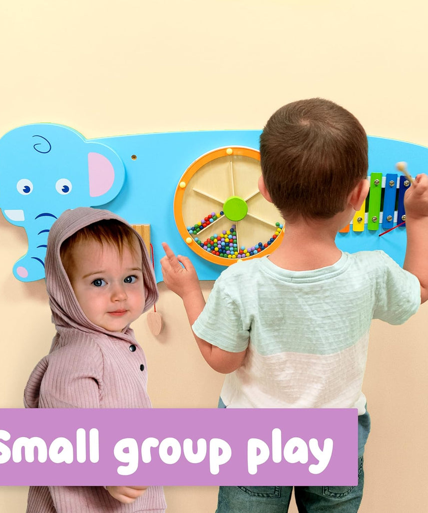 لوحة حائط فيجا على شكل فيل، لوحة أنشطة حسية خشبية من مونتيسوري، تُنمّي المنطق والمهارات الحركية والتنسيق بين اليد والعين، لعبة تعليمية صديقة للبيئة وغير سامة، للأولاد والبنات من عمر 18 شهرًا فما فوق